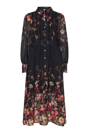 Yasromantica Ls Long Dress - Show - Black Romantica Aop