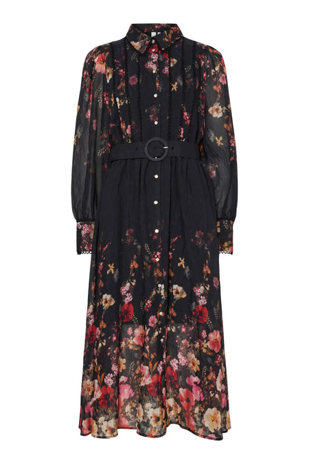 Yasromantica Ls Long Dress - Show - Black Romantica Aop