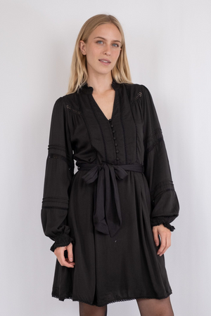 Ditte Satin Dress  - Black