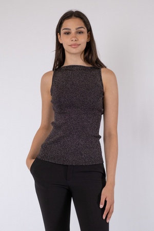 Talia Glitter Knit Top - Black