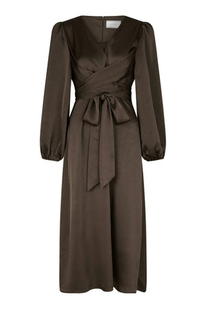 Rimini Heavy Sateen Dress - Dark Brown