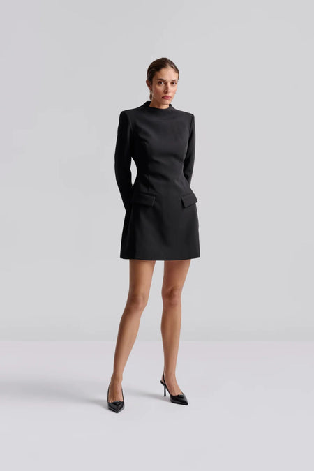 Leanna High Neck Mini Dress - Black