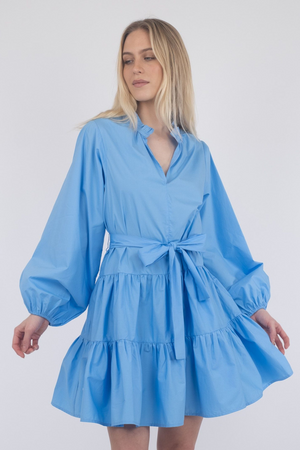Debbie Poplin Dress - Sky Blue