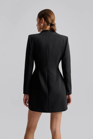 Leanna High Neck Mini Dress - Black
