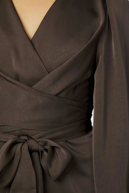Rimini Heavy Sateen Dress - Dark Brown