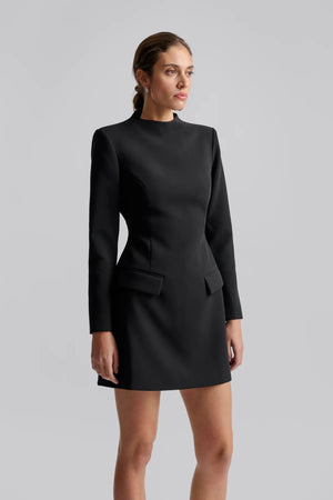 Leanna High Neck Mini Dress - Black