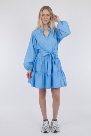 Debbie Poplin Dress - Sky Blue