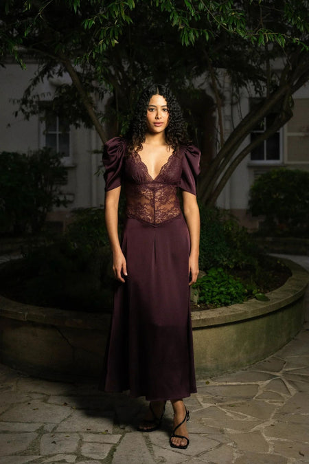 Francis Lace Midi Dress - Burgundy