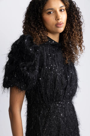 Yasilza 2/4 Sequin Dress - Black