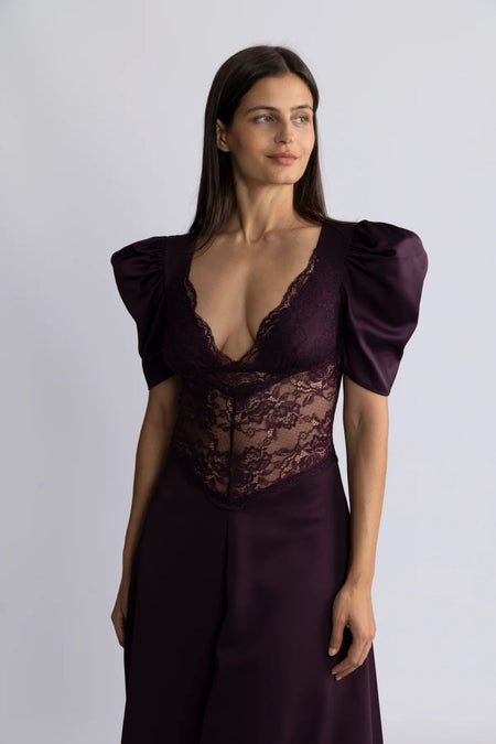 Francis Lace Midi Dress - Burgundy
