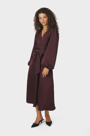 Rimini Heavy Sateen Dress - Burgundy