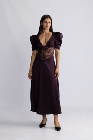 Francis Lace Midi Dress - Burgundy