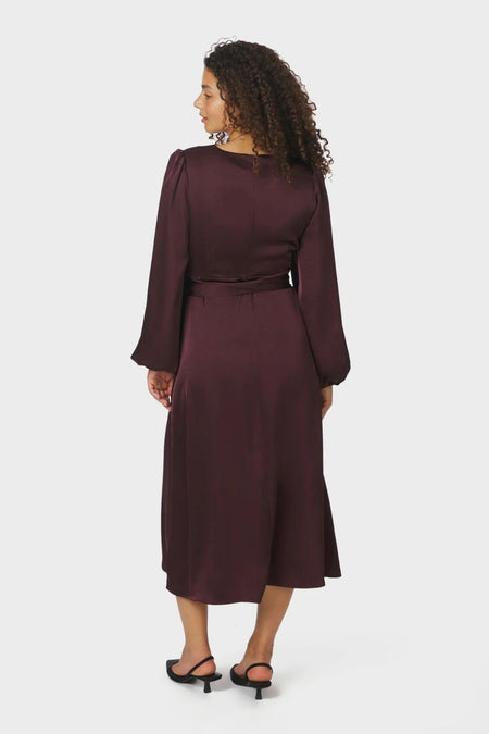 Rimini Heavy Sateen Dress - Burgundy