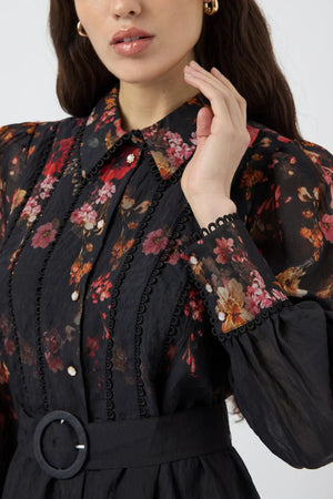 Yasromantica Ls Long Dress - Show - Black Romantica Aop