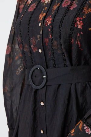 Yasromantica Ls Long Dress - Show - Black Romantica Aop