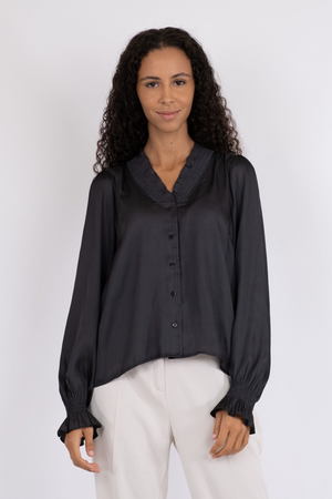 Brielle Satin Blouse - Black