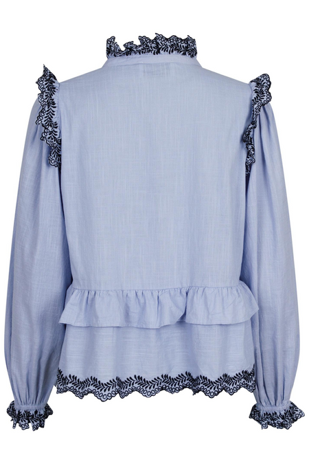 Panama Embroidery Blouse - Light Blue