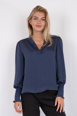 Landa Solid Blouse  - Dusty Blue