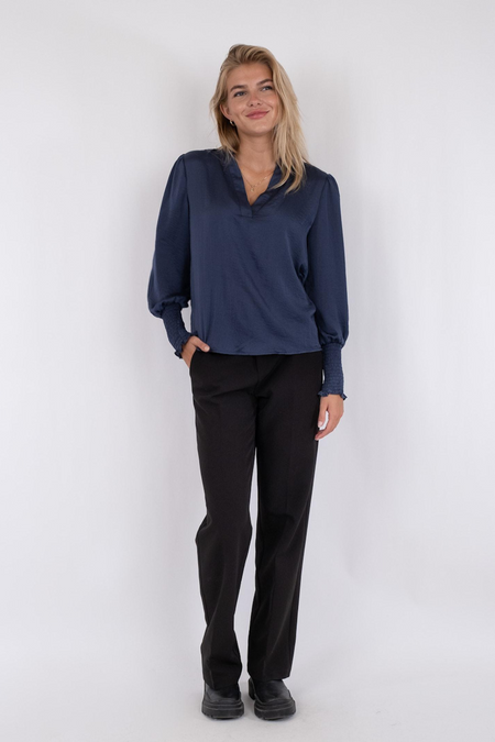 Landa Solid Blouse  - Dusty Blue