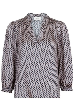 Tara Line Switch Blouse -  Navy