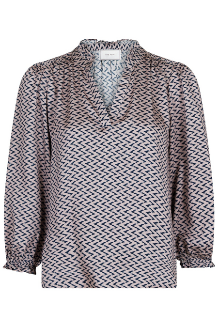 Tara Line Switch Blouse -  Navy
