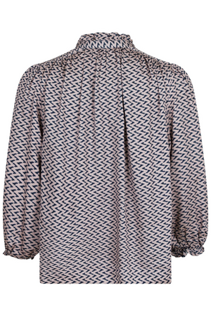Tara Line Switch Blouse -  Navy