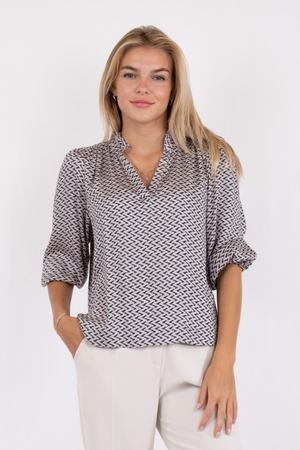Tara Line Switch Blouse -  Navy