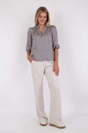 Tara Line Switch Blouse -  Navy