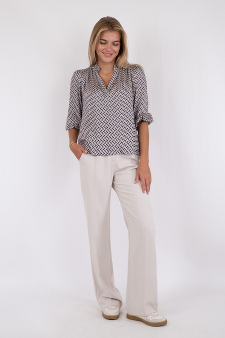 Tara Line Switch Blouse -  Navy